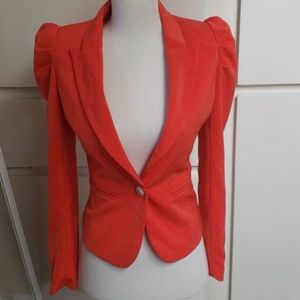 Victorian Dark Coral Blazer w/ Puff Sleeves- S
